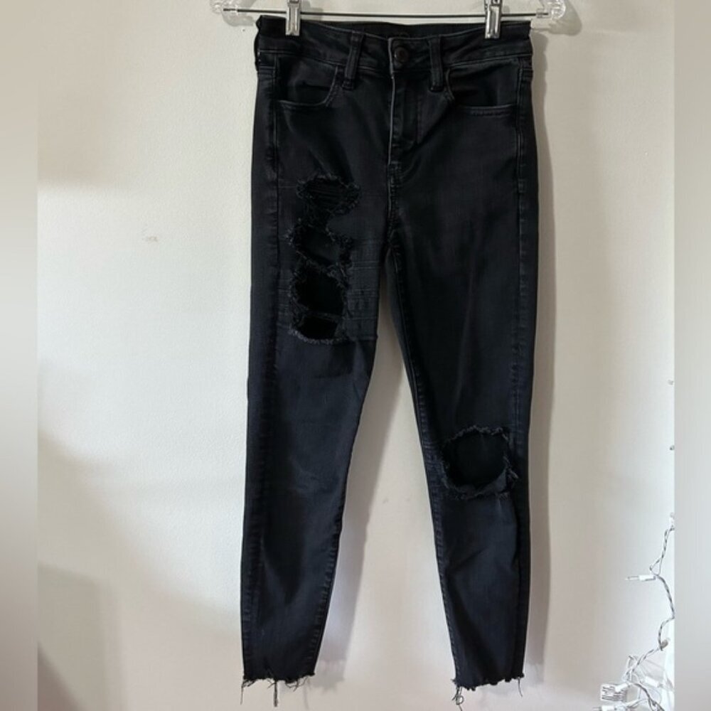 Black American Eagle Ripped Skinny Jeans